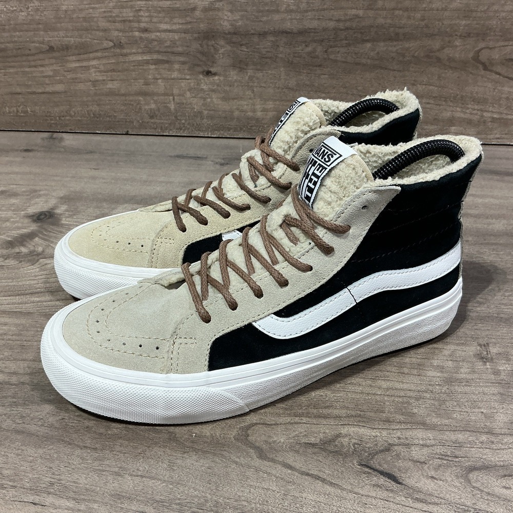 Rare Vans ECOCUSH Sherpa Lined Hi Top Suede Sneakers Shoes Women's Size 8.5